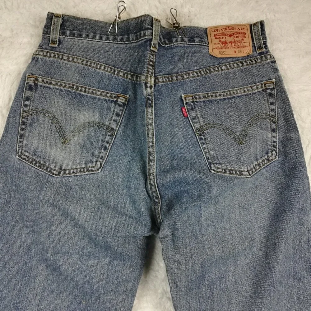 Levis Mens Jeans 550 Relaxed‎ Fit Straight Blue Denim Medium Wash 36x30